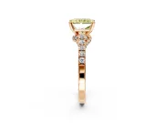 Solitaire Engagement Ring Setting for Fancy Yellow Radiant Cut Center with Crossover Accents and Prong Head in Rose Gold