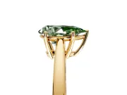 Solitaire Engagement Ring Setting for Fancy Green Pear-Shaped Center with Open Cathedral Shoulders and Prong Head in Yellow Gold