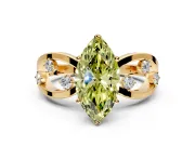 Solitaire Engagement Ring Setting for Fancy Yellow Marquise Center with Criss-Cross Accent Band and Prong Head in Yellow Gold