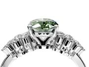 Cluster Engagement Ring Setting for Fancy Green Oval Center with 2-Row Shoulder Clusters and Prong Head in Sterling Silver