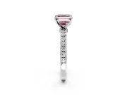 Open Basket Engagement Ring Setting for Fancy Pink Asscher Cut Center with Pave Band and Prong Head in Platinum