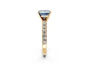 Solitaire Engagement Ring Setting for Fancy Blue Princess Cut Center with Large Accents and Prong Head in Yellow Gold