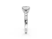 5 Stone Engagement Ring Setting for Asscher Cut Center with Plain Band and Prong Head in Sterling Silver
