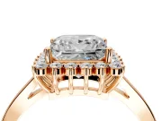 Starburst Halo Engagement Ring Setting for Princess Cut Center with Flat Cathedral Band and Prong Head in Rose Gold