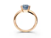 Tension Engagement Ring Setting for Fancy Blue Princess Cut Center with Wide Flat Band and Tension Head in Rose Gold