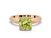 Solitaire Engagement Ring Setting for Fancy Yellow Cushion Cut Center with Wide Knife Ridge Band and Prong Head in Rose Gold