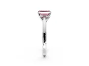 Solitaire Engagement Ring Setting for Fancy Pink Asscher Cut Center with Flat-Sided Plain Band and Prong Head in White Gold