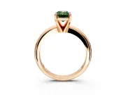 Solitaire Engagement Ring Setting for Fancy Green Emerald Cut Center with Wire Band and Prong Head in Rose Gold