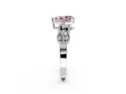 Leaf Engagement Ring Setting for Fancy Pink Pear-Shaped Center with Milgrain Accent Band and Prong Head in Platinum