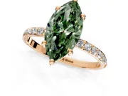 Solitaire Engagement Ring Setting for Fancy Green Marquise Center with Pave Accents and Prong Head in Rose Gold