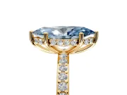 Solitaire Engagement Ring Setting for Fancy Blue Marquise Center with Fine Pave Band and Prong Head in Yellow Gold
