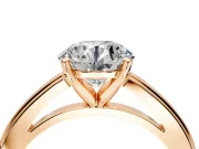 Solitaire Engagement Ring Setting for Round Cut Center with Flat-Sided Plain Band and Prong Head in Rose Gold