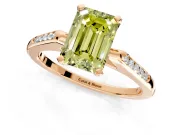 Solitaire Engagement Ring Setting for Fancy Yellow Emerald Cut Center with Channel Accents and Prong Head in Rose Gold