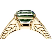 Split Shank Engagement Ring Setting for Fancy Green Asscher Cut Center with Pave Split Shank and Prong Head in Yellow Gold