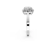 Starburst Halo Engagement Ring Setting for Princess Cut Center with Flat Cathedral Band and Prong Head in Platinum