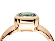 Solitaire Engagement Ring Setting for Fancy Green Radiant Cut Center with Wide Band and Bezel Head in Rose Gold