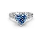 Solitaire Engagement Ring Setting for Fancy Blue Heart-Shaped Center with Accented Split Shank and Prong Head in Sterling Silver