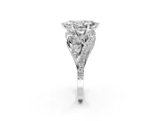 Halo Engagement Ring Setting for Marquise Center with Marquise and Pave Bypass Band and Prong Head in Sterling Silver