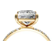 Solitaire Engagement Ring Setting for Princess Cut Center with Pave Accents and Prong Head in Yellow Gold