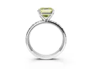 Solitaire Engagement Ring Setting for Fancy Yellow Asscher Cut Center with XO Engraved Band and Prong Head in Platinum