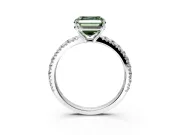 Solitaire Engagement Ring Setting for Fancy Green Asscher Cut Center with Large Accent Band and Prong Head in Sterling Silver