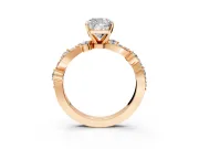 Solitaire Engagement Ring Setting for Cushion Cut Center with Bar-Station Pave Twist and Prong Head in Rose Gold