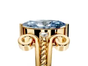 Solitaire Engagement Ring Setting for Fancy Blue Marquise Center with Twisted Band and Scroll Prong Head in Yellow Gold