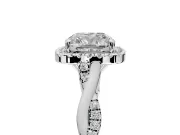 Halo Engagement Ring Setting for Cushion Cut Center with Twist Band and Prong Head in Sterling Silver
