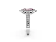Milgrain Halo Engagement Ring Setting for Fancy Pink Marquise Center with Pave Band and Prong Head in Platinum