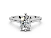 Solitaire Engagement Ring Setting for Pear-Shaped Center with Cathedral Band and Prong Head in White Gold