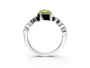 Vintage Station Engagement Ring Setting for Fancy Yellow Radiant Cut Center with Accents and Prong Head in Platinum