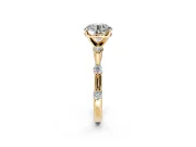 Solitaire Engagement Ring Setting for Round Cut Center with Bezel Station Band and Prong Head in Yellow Gold