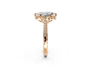Floral Engagement Ring Setting for Marquise Center with Four Accent Clusters and Prong Head in Rose Gold