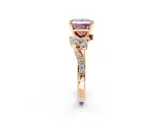 Solitaire Engagement Ring Setting for Fancy Pink Princess Cut Center with Marquise Accent Twist Band and Prong Head in Rose Gold