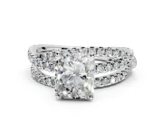 Solitaire Engagement Ring Setting for Radiant Cut Center with Woven 3-Strand Pave Band and Prong Head in Sterling Silver