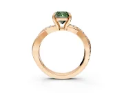 Solitaire Engagement Ring Setting for Fancy Green Cushion Cut Center with Half-Pave Crossover Band and Prong Head in Rose Gold