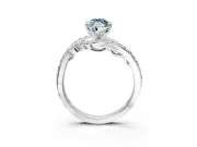Solitaire Engagement Ring Setting for Fancy Blue Marquise Center with Pave Bypass Twist Band and Prong Head in Sterling Silver