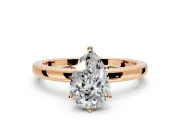 Solitaire Engagement Ring Setting for Pear-Shaped Center with Plain Band and Tulip Prong Head in Rose Gold