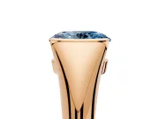 Tension Engagement Ring Setting for Fancy Blue Oval Center with Wide Tapered Band and Tension Head in Rose Gold