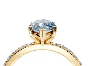 Solitaire Engagement Ring Setting for Fancy Blue Marquise Center with Round Cut Pave Band and Prong Head in Yellow Gold