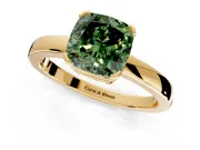 Solitaire Engagement Ring Setting for Fancy Green Cushion Cut Center with Plain Band and Flat Tab Prong Head in Yellow Gold