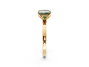Solitaire Engagement Ring Setting for Fancy Green Princess Cut Center with Thin Rounded Plain Band and Prong Head in Yellow Gold