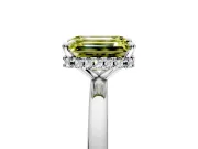 Hidden Halo Engagement Ring Setting for Fancy Yellow Emerald Cut Center with Plain Band and Tall Prong Head in Sterling Silver