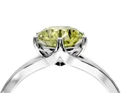 Solitaire Engagement Ring Setting for Fancy Yellow Round Cut Center with Plain Split Shank and Prong Head in Platinum