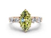 5 Stone Engagement Ring Setting for Fancy Yellow Marquise Center with Equal Close-Set Accents and Prong Head in Rose Gold