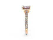 Solitaire Engagement Ring Setting for Fancy Pink Princess Cut Center with Widening Pave Band and Claw Prong Head in Rose Gold