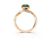 Solitaire Engagement Ring Setting for Fancy Green Radiant Cut Center with Narrow Twist Pave Band and Prong Head in Rose Gold