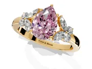 Solitaire Engagement Ring Setting for Fancy Pink Pear-Shaped Center with Marquise Flower Shoulders and Prong Head in Yellow Gold