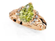 Solitaire Engagement Ring Setting for Fancy Yellow Pear-Shaped Center with Filigree Accent Basket and Prong Head in Rose Gold