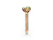 Rope Engagement Ring Setting for Fancy Yellow Heart-Shaped Center with Accent Shoulders and Prong Head in Rose Gold